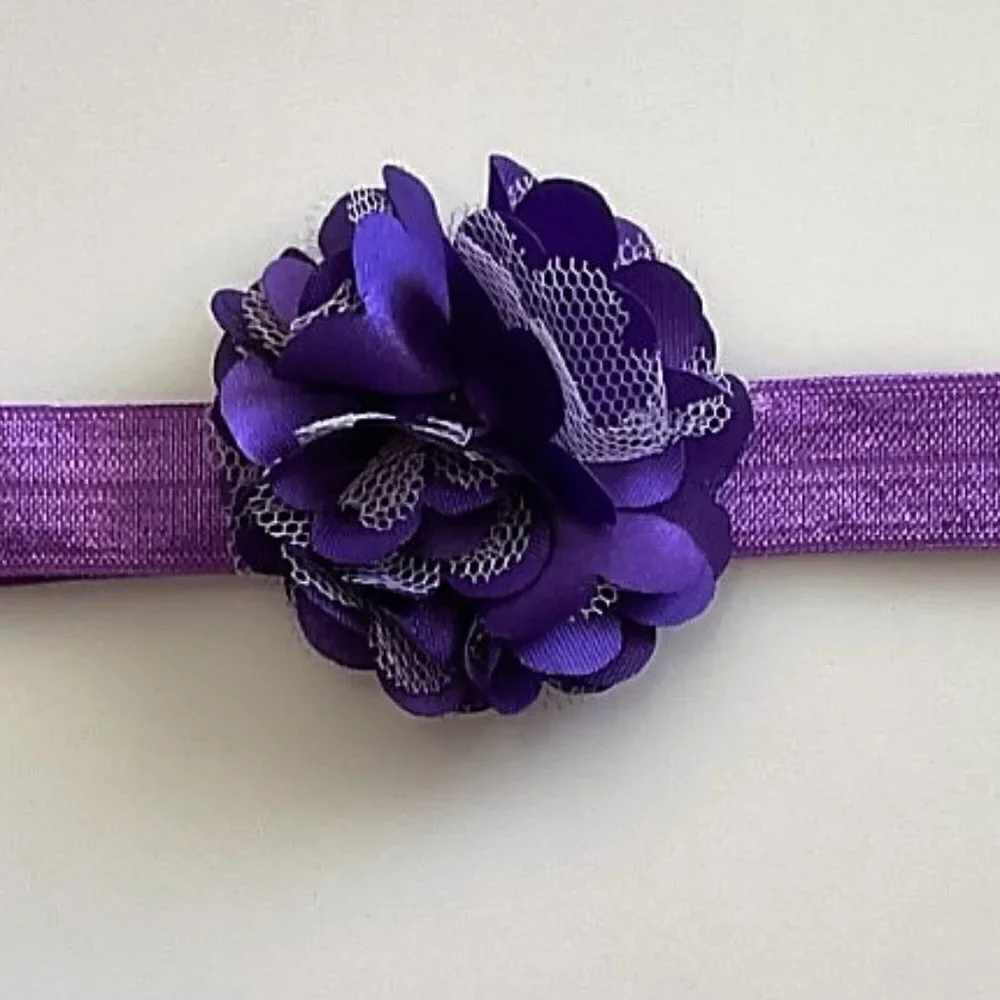 PURPLE LACE BABY GIRL FOOT FLOWER AND HEADBAND